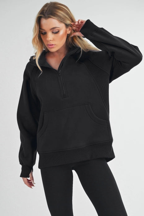 Mila Half Zip Pullover in Black