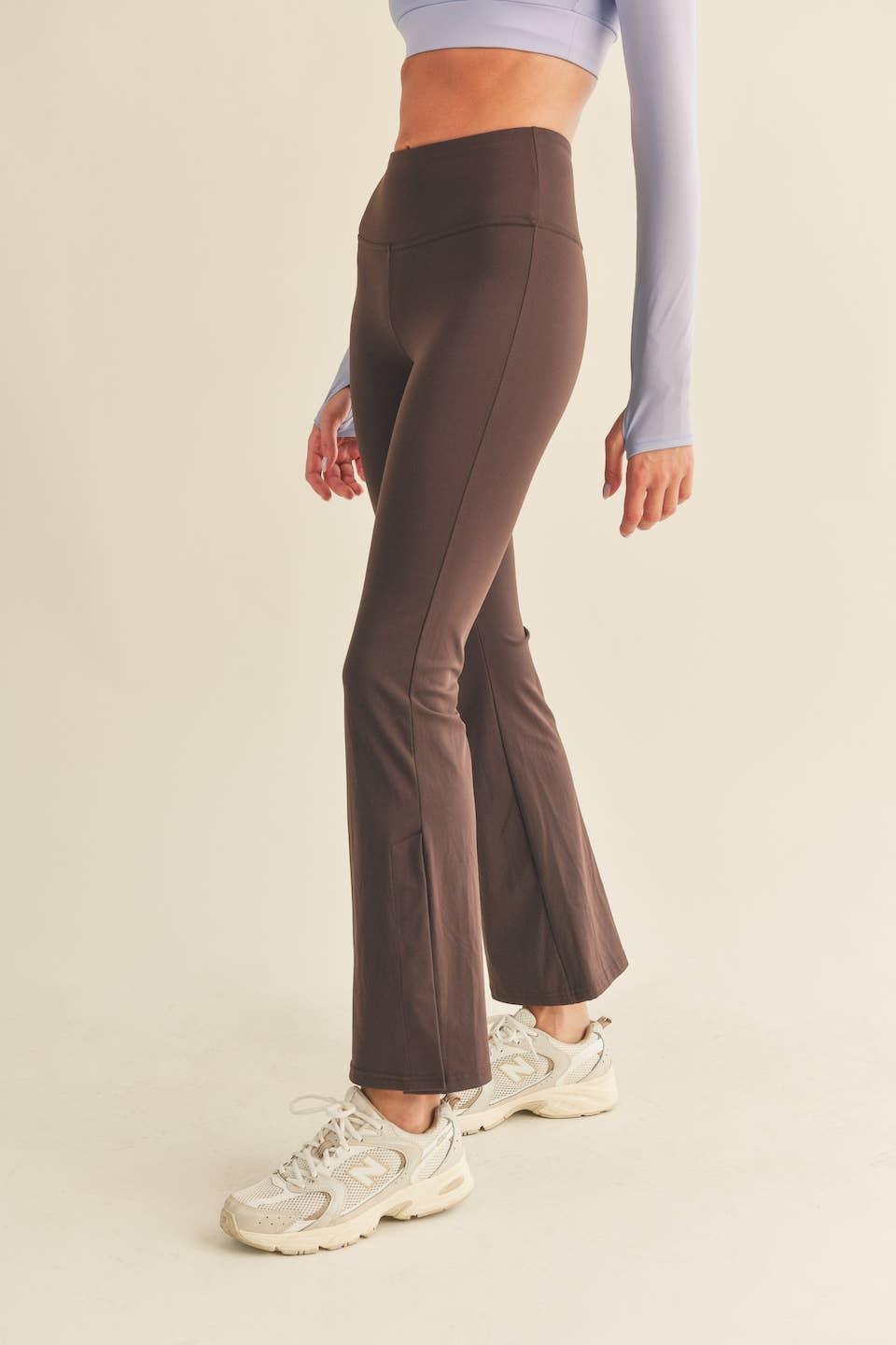 High-Rise Side Split Flare Leggings in Dark Chocolate