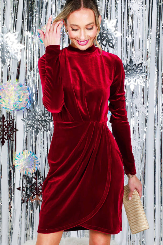 The Holly Velvet Dress in Burgundy