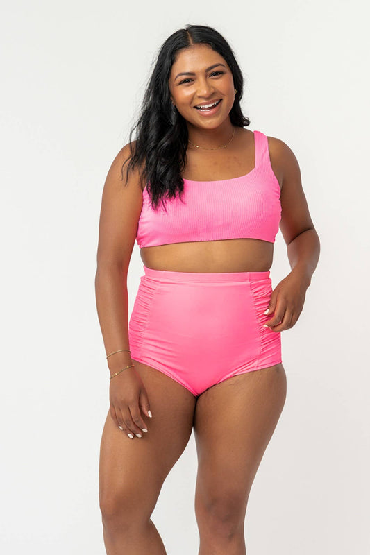 Pink Twisted Back Swim Top