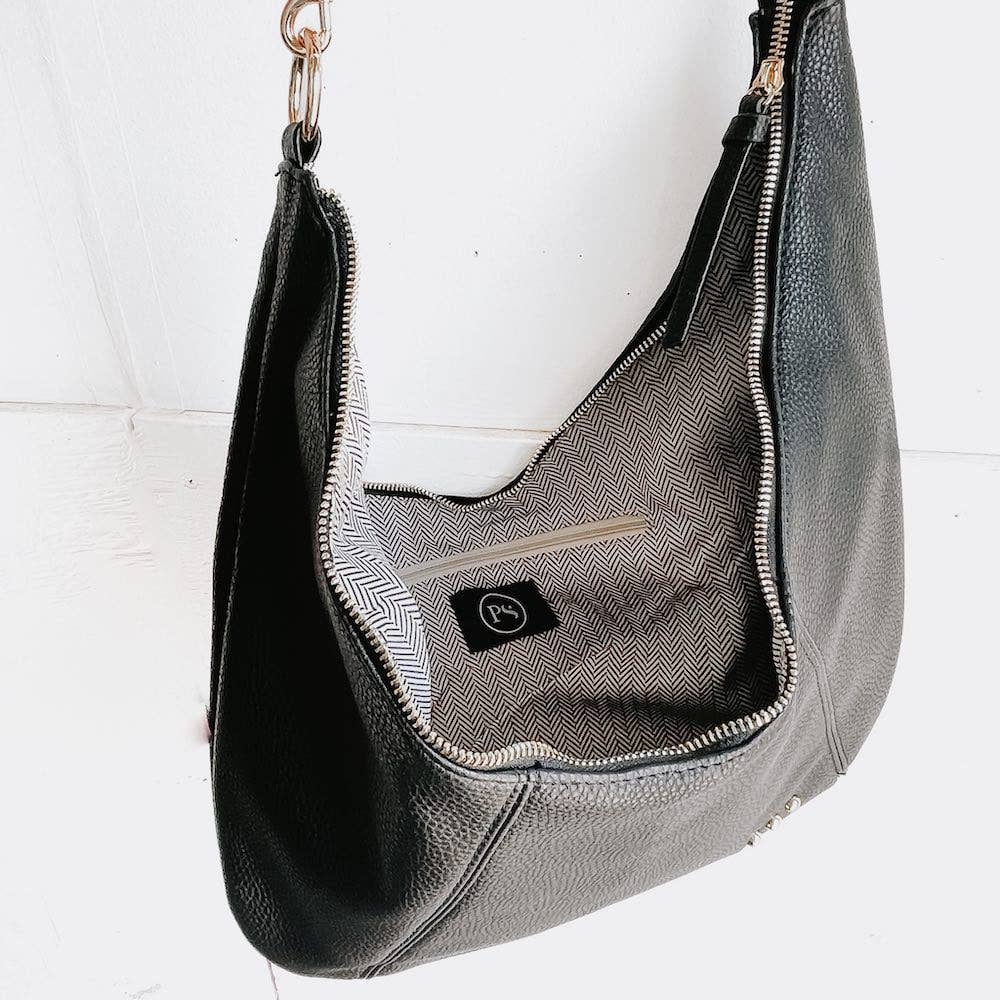 Store Helen Anison Black Zipper Pocket Hobo Daybag