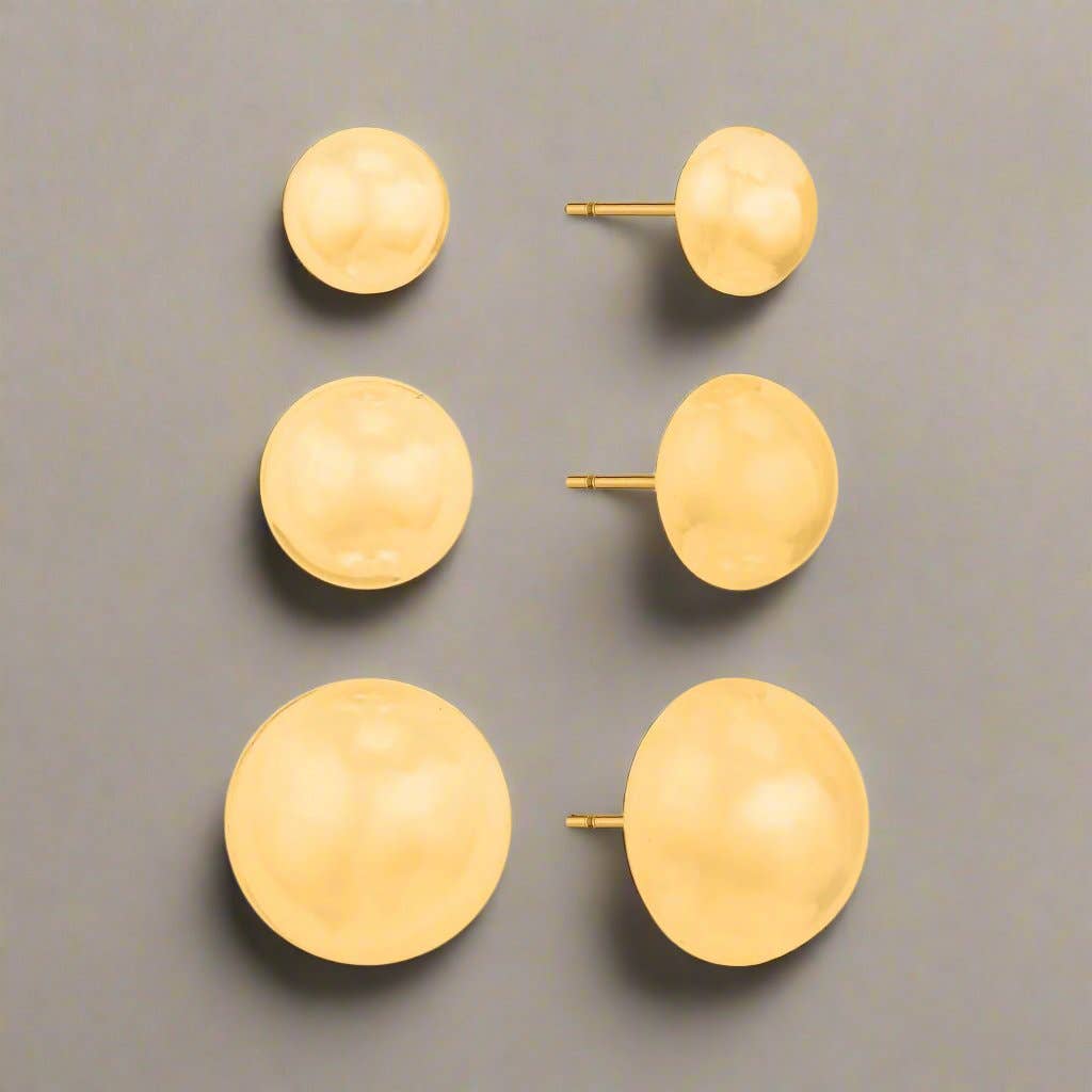 Simple Semi Circle Set of Four Stud Earrings: MATTE GOLD