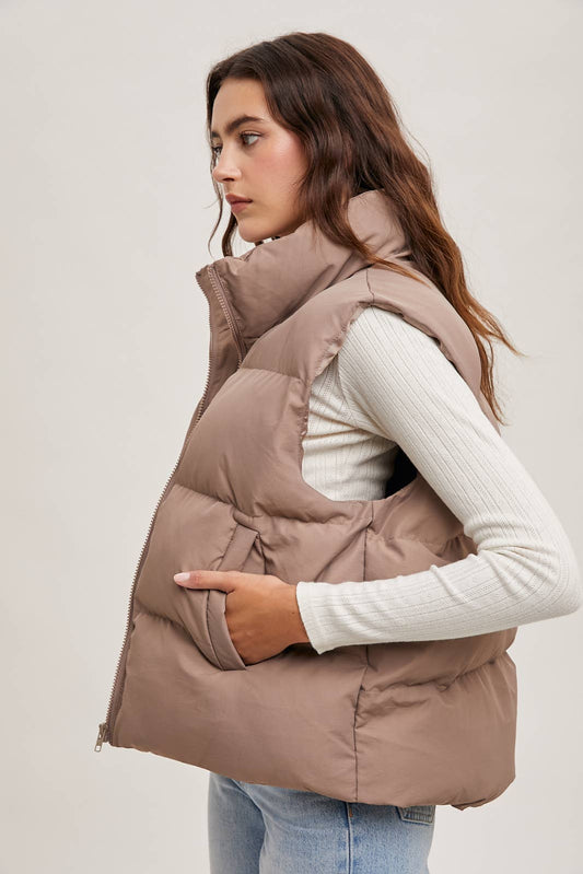 Chelsea Puffer Vest in Mushroom