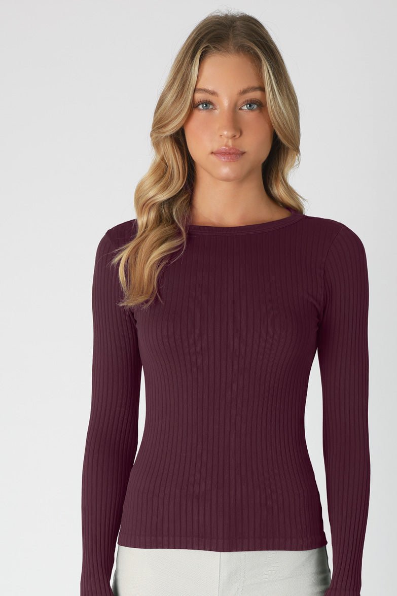 Wide Ribbed Top in Fig