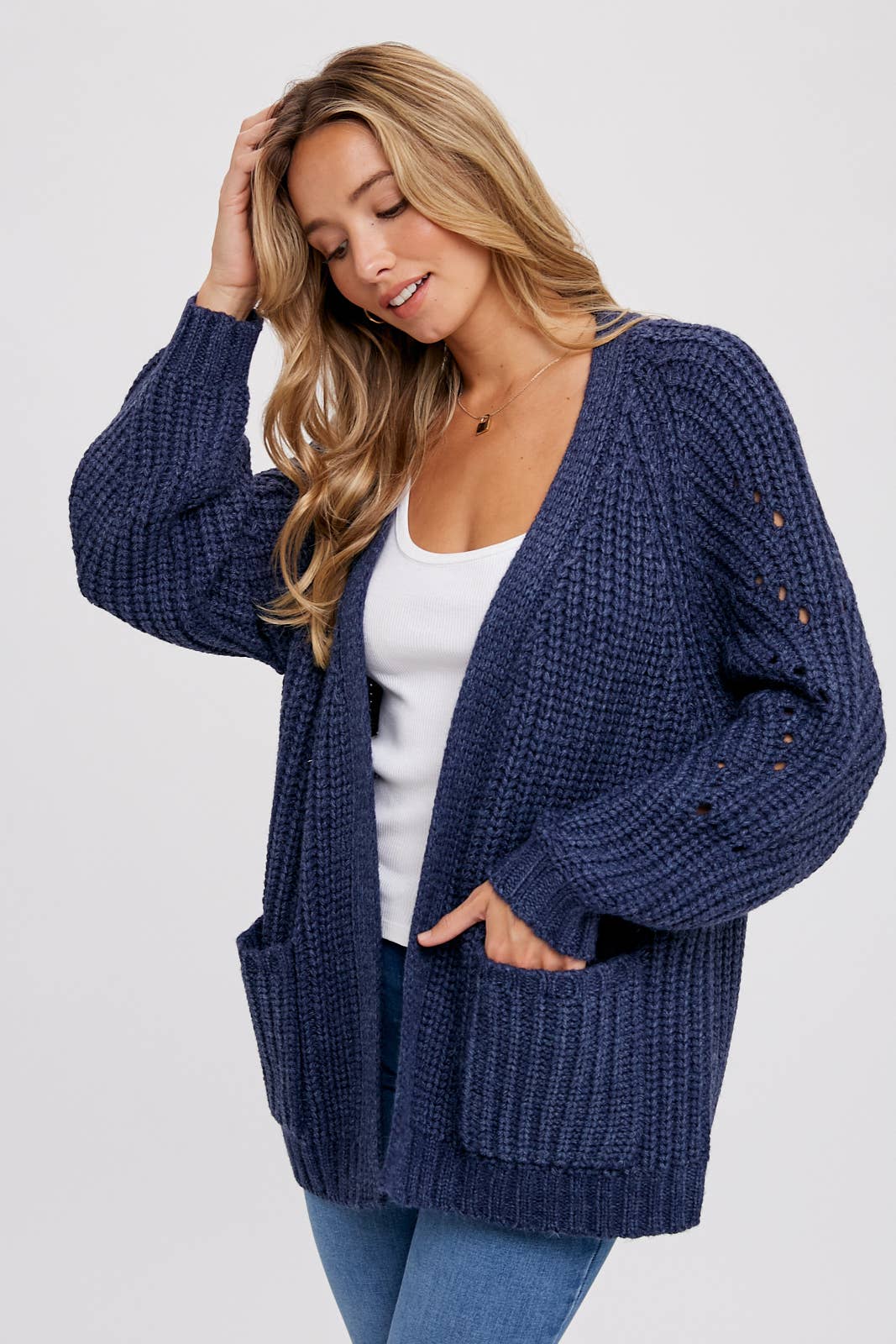 The Debbie Chunky Cardigan in Navy