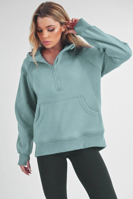 Mila Half Zip Pullover in Pale Blue