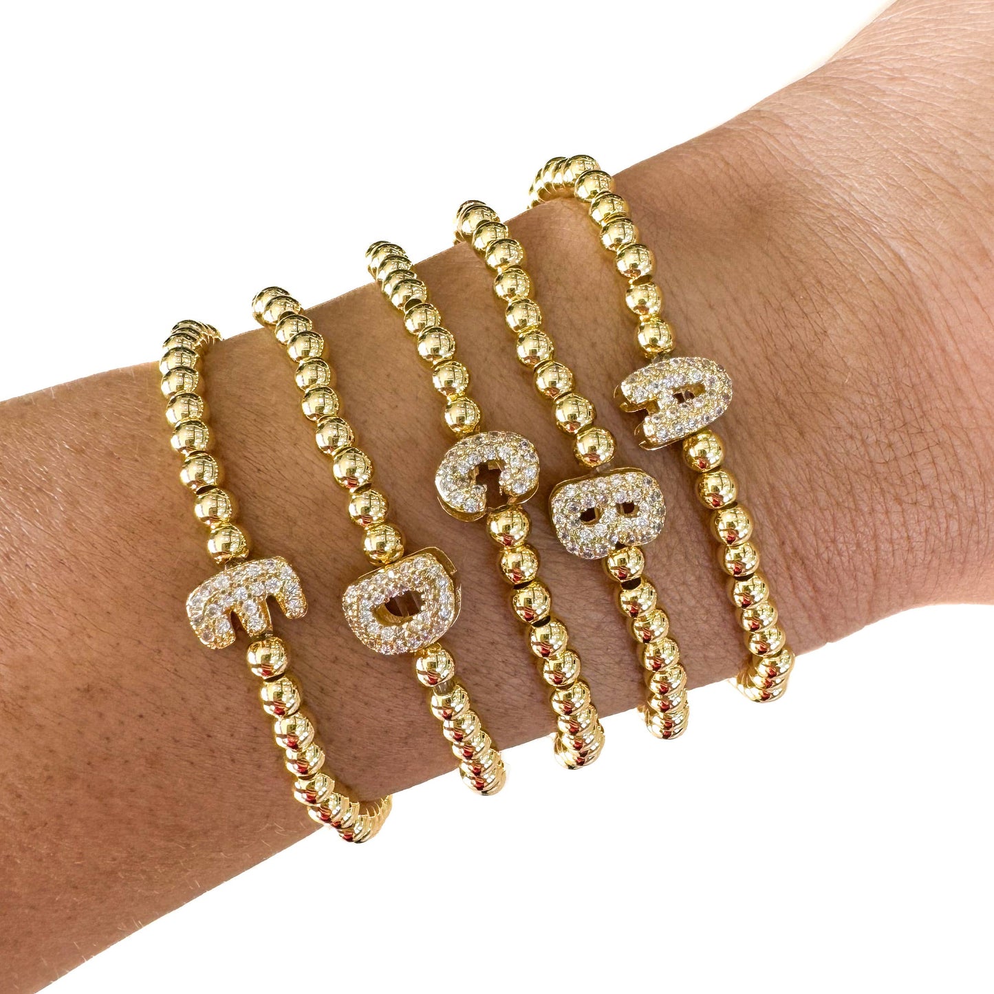 Initial Bubble Bracelet Gold Filled: E