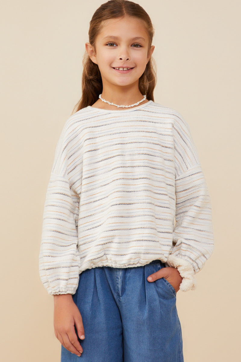 Girls Sketch Striped Terry Knit Top