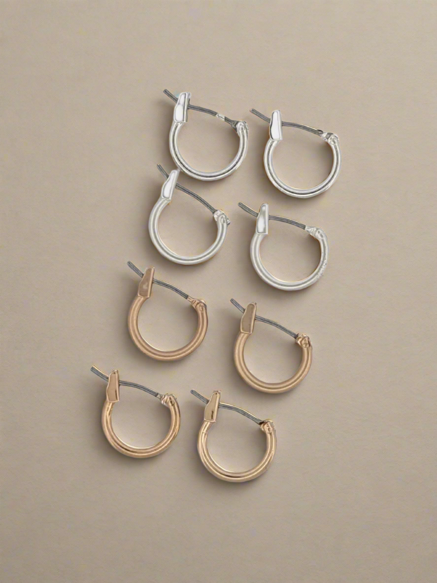 Classic Everyday Mini Latch Huggie Earrings: SILVER