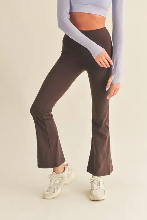 High-Rise Side Split Flare Leggings in Dark Chocolate