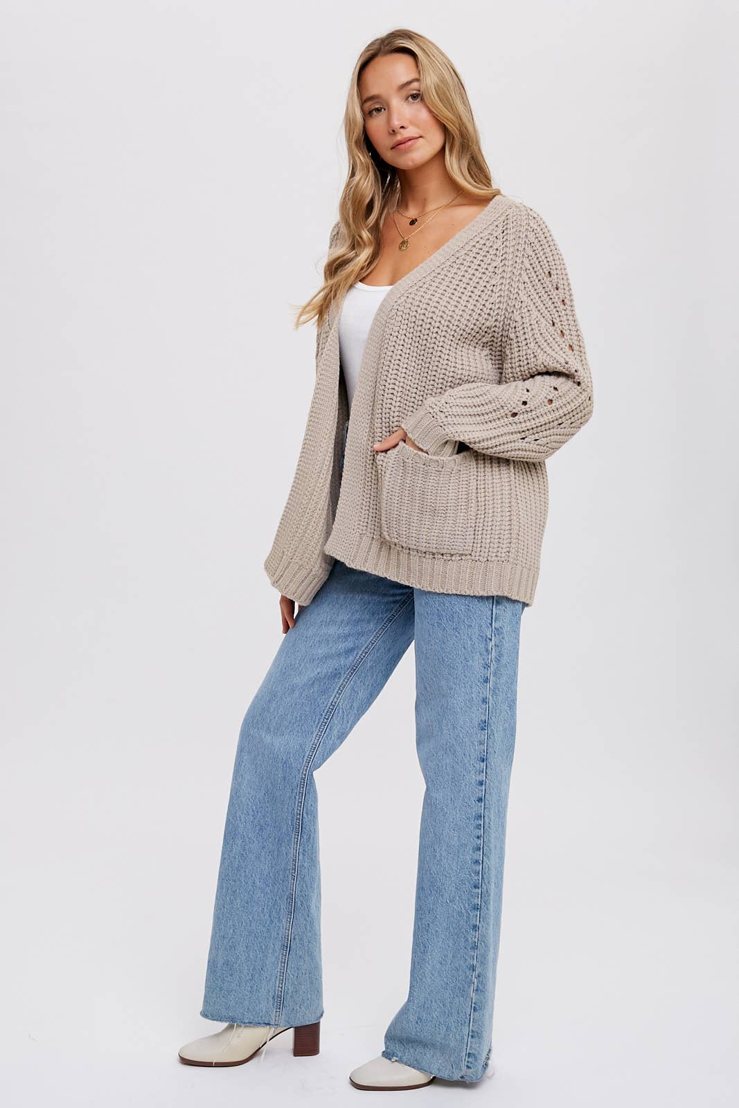 The Debbie Chunky Cardigan in Mushroom