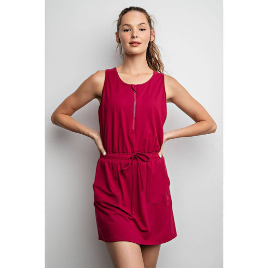 The Lizzie Romper Dress in Pomegranate