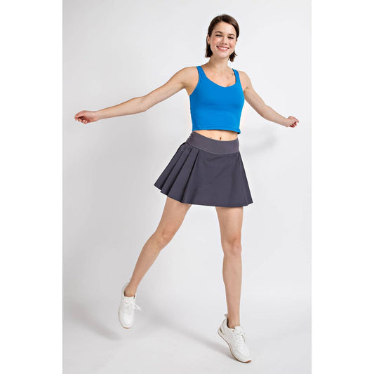 The Jessica Pleat Skort in Charcoal